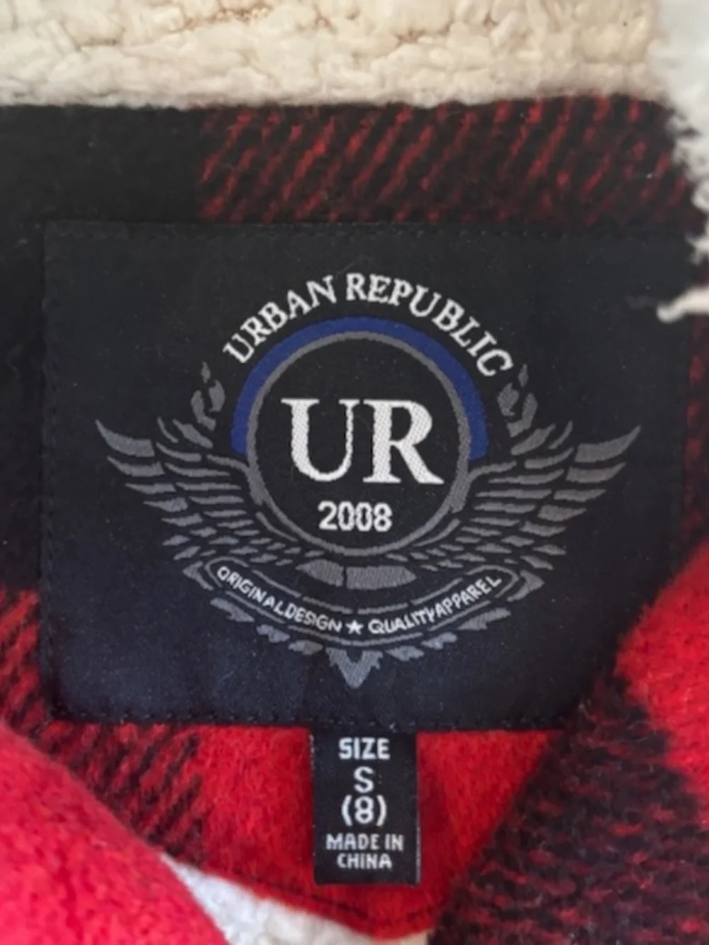 Urban Republic Kids Buffalo Red/Black Plaid Jacket With Removable Hood Sz S (8)
